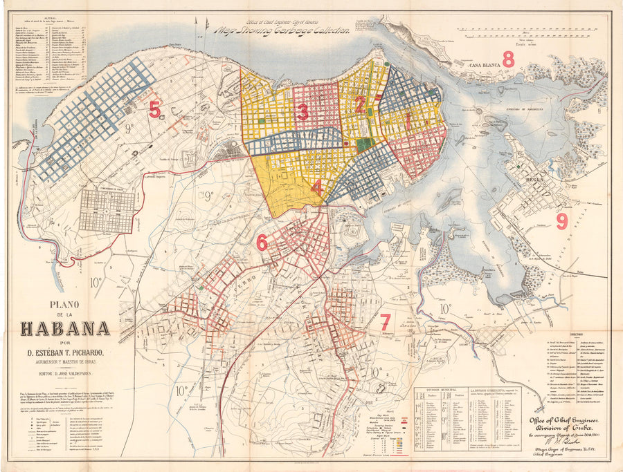 Plano de la Habana by: Jose D. Valdepares, 1900 - Antique Map of Havana Cuba