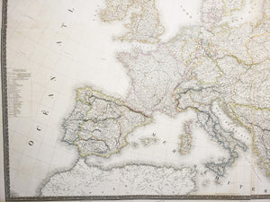 Carte physique, routière et politique d'Europe, indiquant les limites des états d'après les derniers traités de paix By: Adrienne Hubert Brue, 1824 