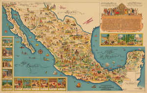 Mapa Ilustrado de la Republica Mexicana Publicado Por Margaret M. Crane Eugenio Fischgrund By: Miguel Gómez Medina Date: 1930s