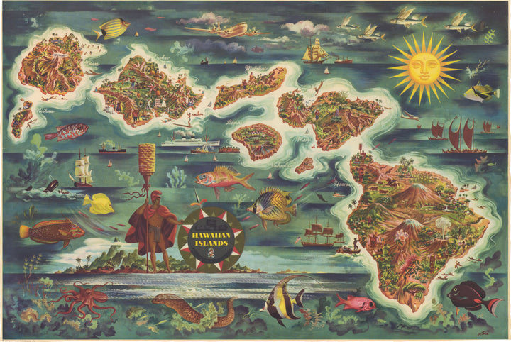 The Dole Map of the Hawaiian Islands by: Joseph Feher /  Hawaiian Pineapple Co. 1950