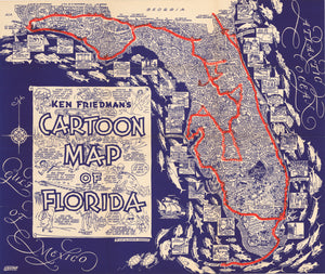 1938 Kenneth Friedman's Cartoon Map of Florida