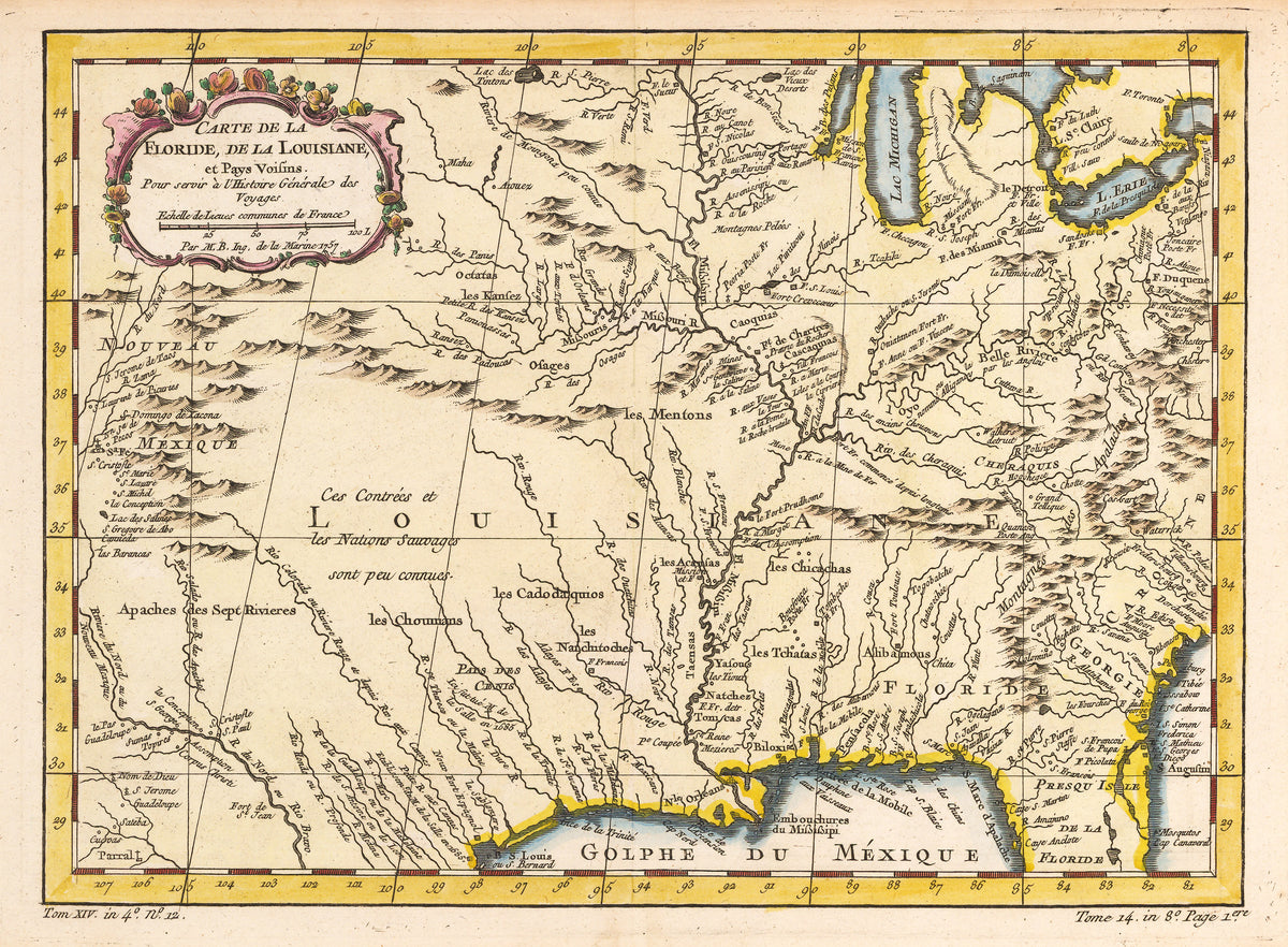 Carte de la Floride, de la Louisiane, et Pays Voisins by: Bellin, 1757 ...