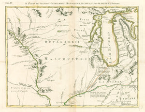 Antique Map : Il Paese de' Selvaggi Outagamiani, Mascoutensi... by: Zatta 1778