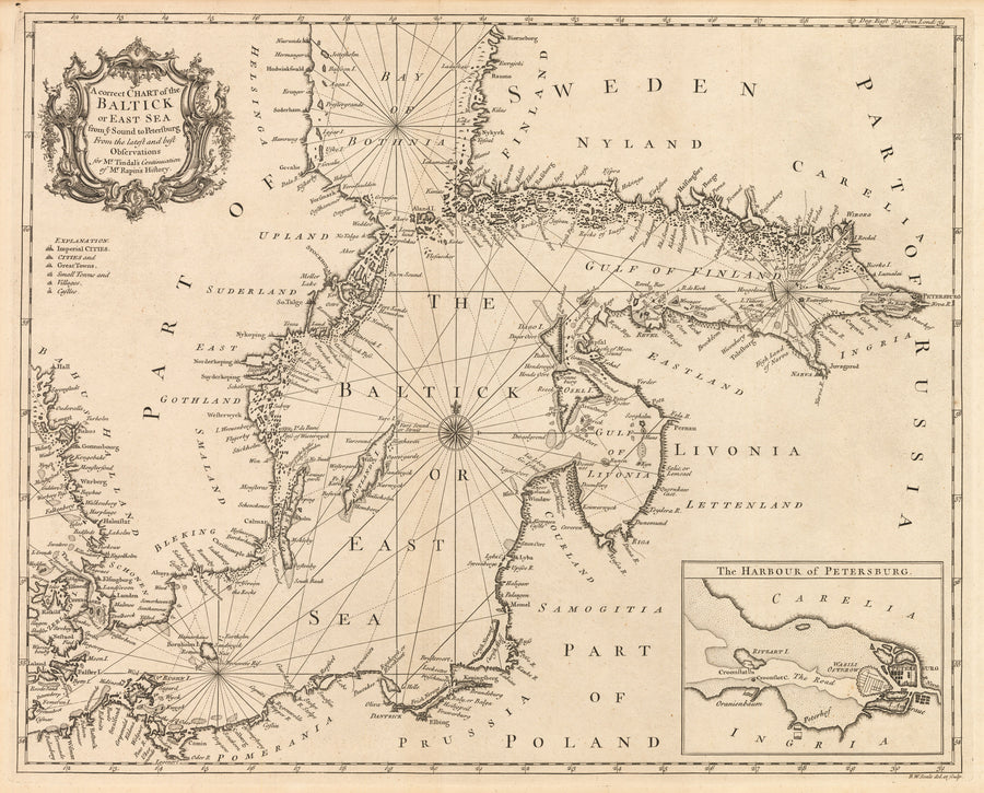 A Correct Chart of the Baltick or East Sea from ye Sound to Petersburg From the latest and best Observations... By: Thoyras / Tindal, 1744