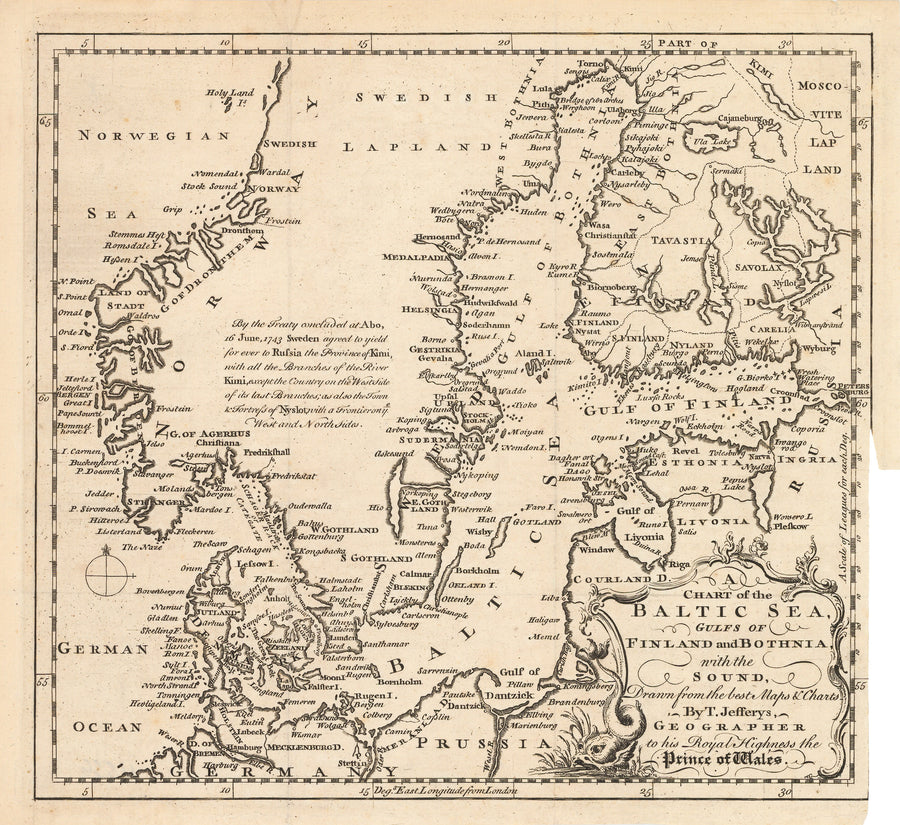 A Chart of the Baltic Sea, Gulfs of Finland and Bothnia, and the Sound, Drawn from the best Maps & Charts. by: Jefferys 1748