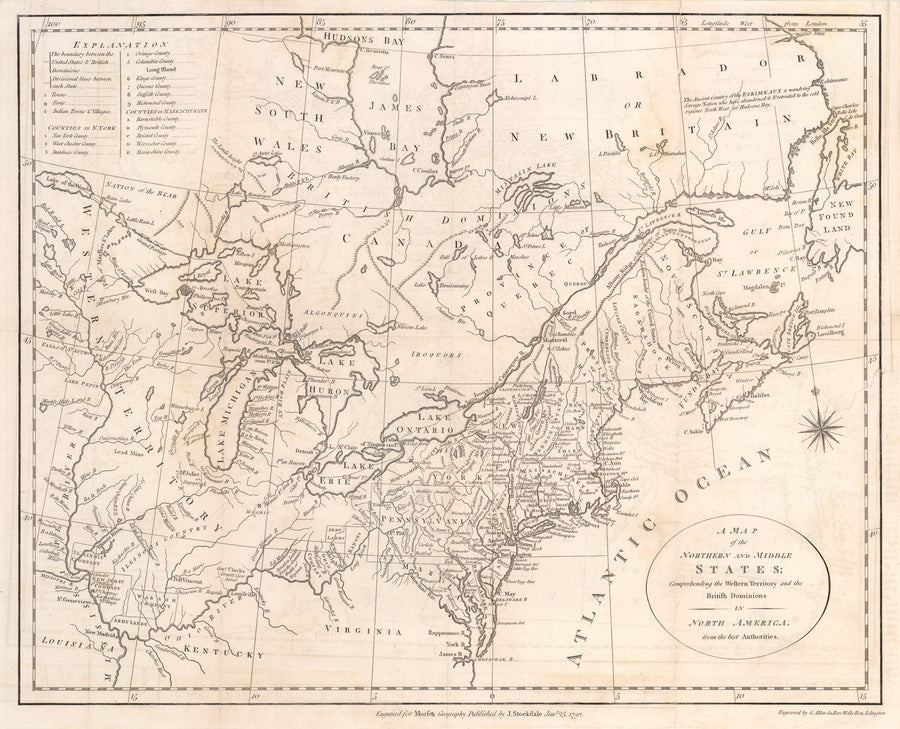 Antique Map of the Northern and Middle States By: John Stockdale & Jedidiah Morse Date: 1792