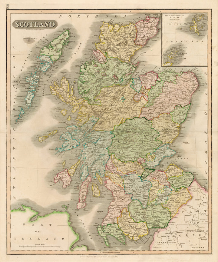 Antique Map of Scotland  by: John Thomson, 1815