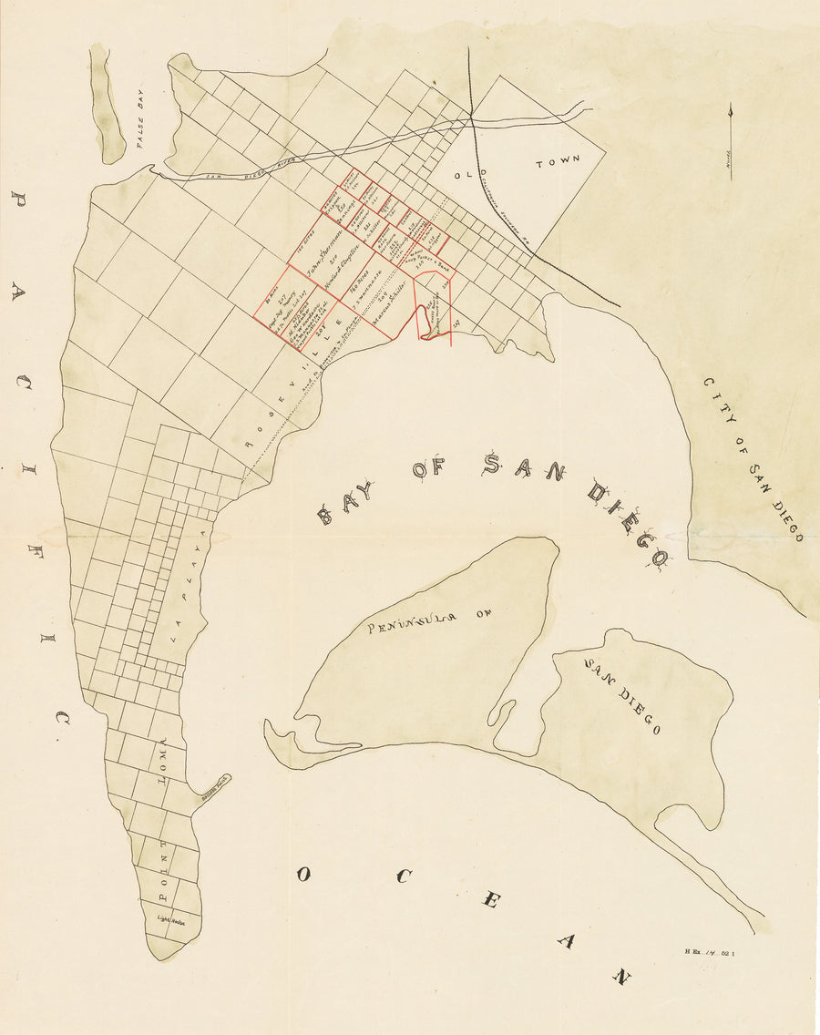 Map of San Diego and the Bay by the War Department, 1892