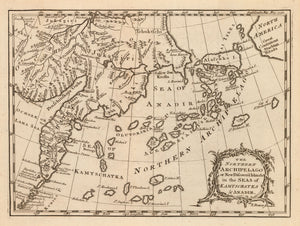 The Northern Archipelago or New Discovered Islands in the Seas of Kamtschatka & Anadir. by: Thomas Bowen, 1775  | Early Map of Alaska, Vitus Bering, Bering Sea