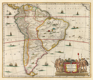 America Pars Meridionalis by: Jan Jansson, 1635 | NWCartographic