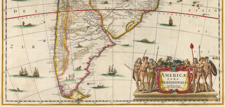 1635 Americae Pars Meridionalis Amstelodami Sumptibus Joannis Janssony