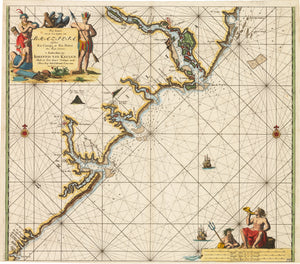 Pas kaart van de zee-custen van Brazilia tusschen Rio Coroipo en Rio Ponica by: Johannes Van Keulen, 1682