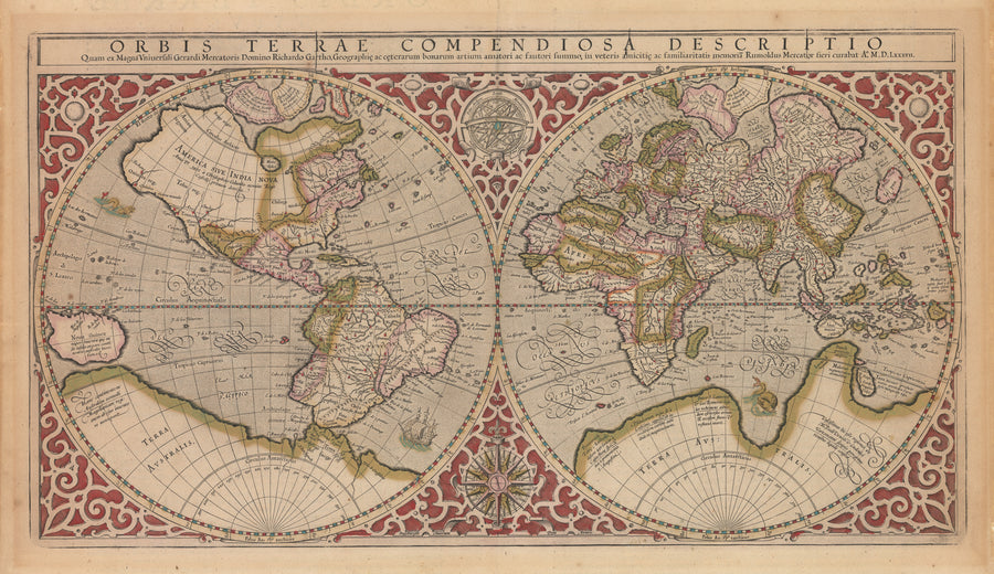 Orbis Terrae Compendiosa Descriptio Quam ex Magna Universali Mercatoris... by: Gerard Mercator, 1587 / 1620