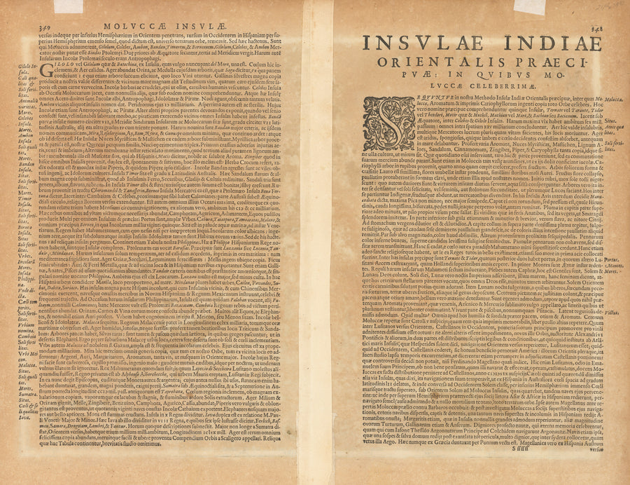 Insulae Indiae Orientalis Praecipuae, in Quibus Moluccae Celeberrimae sunt by: Mercator / Hondius,  1613  |  VERSO Latin Text