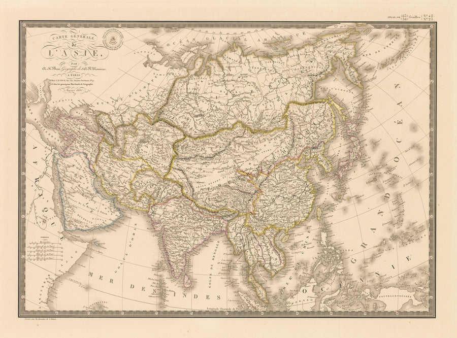 Antique Map of Asia | Carte Generale de L’Asie. by: Brue, 1820