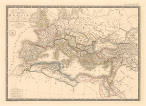 Carte Generale de L’Empire Romain sous Constantin by: Brue, 1822 | Antique Map of Europe under the control of the Roman Empire during the Reign of Constantine the Great