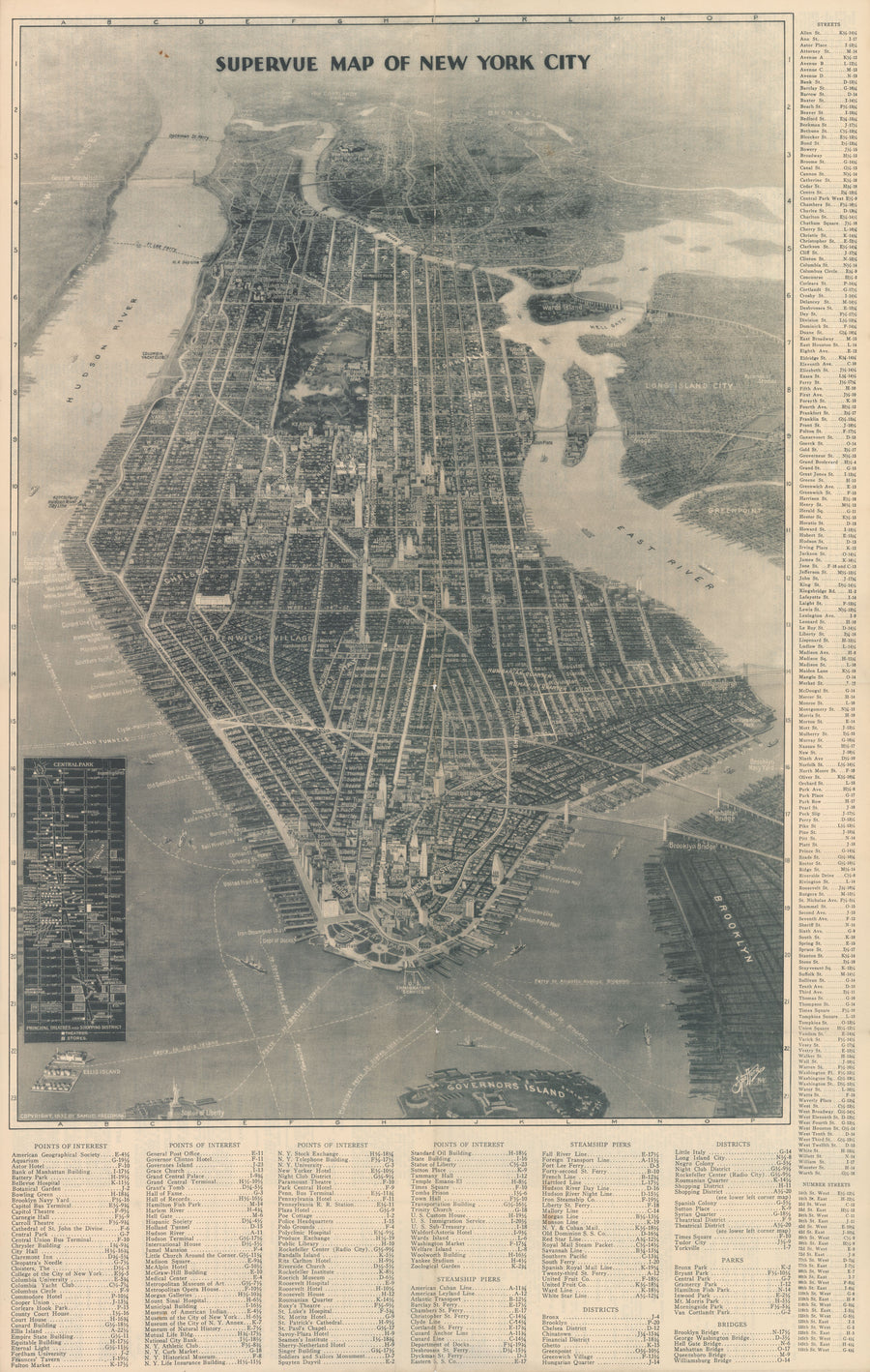 1932 Supervue Map of New York City