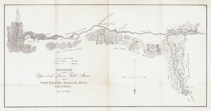 Map of the California Gold Mines along the American River by Sherman, 1848