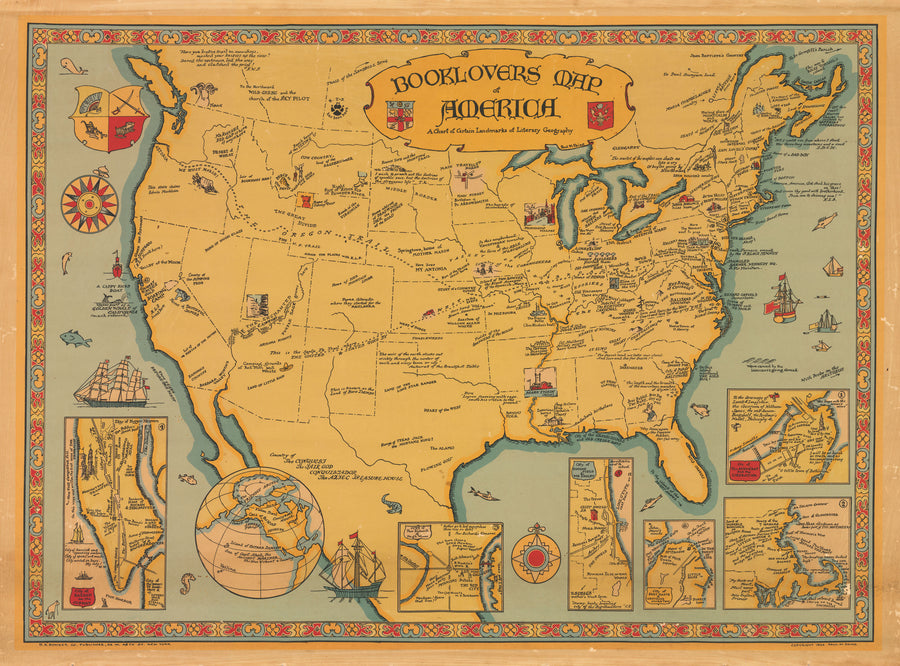 Booklovers Map of America By: Paul M. Paine, 1926