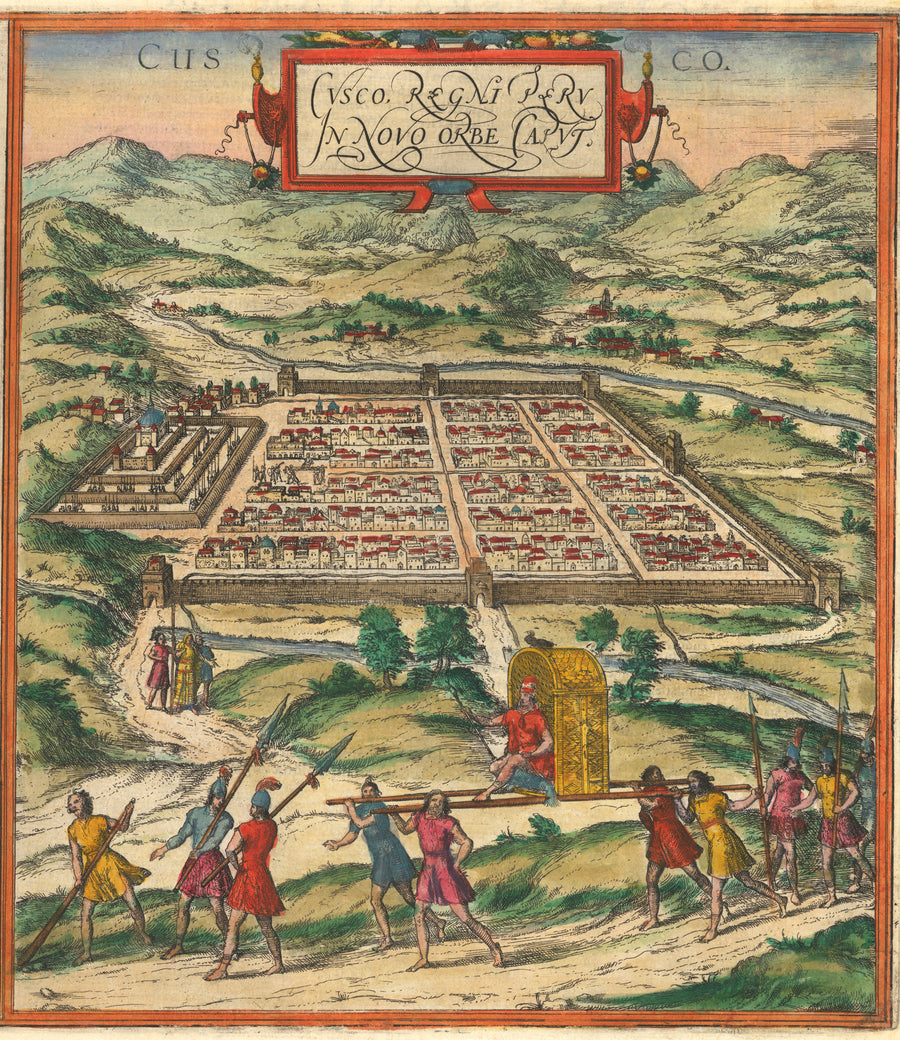Cusco, Regni Peru in Novo Orbe By: Georg Braun & Frans Hogenberg,1572 A map or view of Cusco, the Capital city of the Inca Empire.