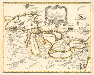 Partie Occidentale de la Nouvelle France ou du Canada... By: Bellin / Homann Date:1755 A landmark map of the Great Lakes that introduced more accurate geography of the region than all other preceding maps