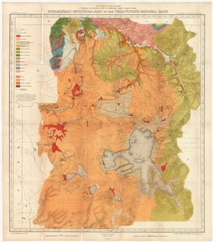 Preliminary Geological Map of the Yellowstone National Park by: Hayden, 1878