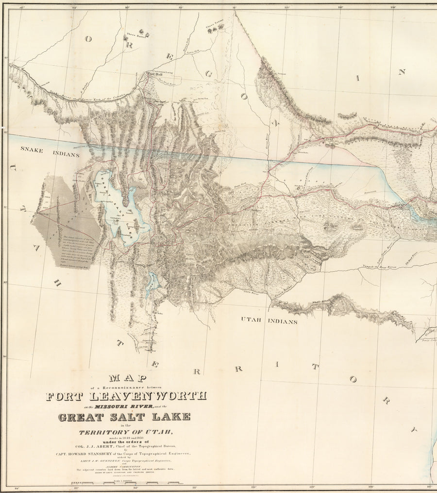 Map of a Reconnoissance between Fort Leavenworth and the Missouri River, and the Great Salt Lake in the Territory of Utah, made in 1849 and 1850