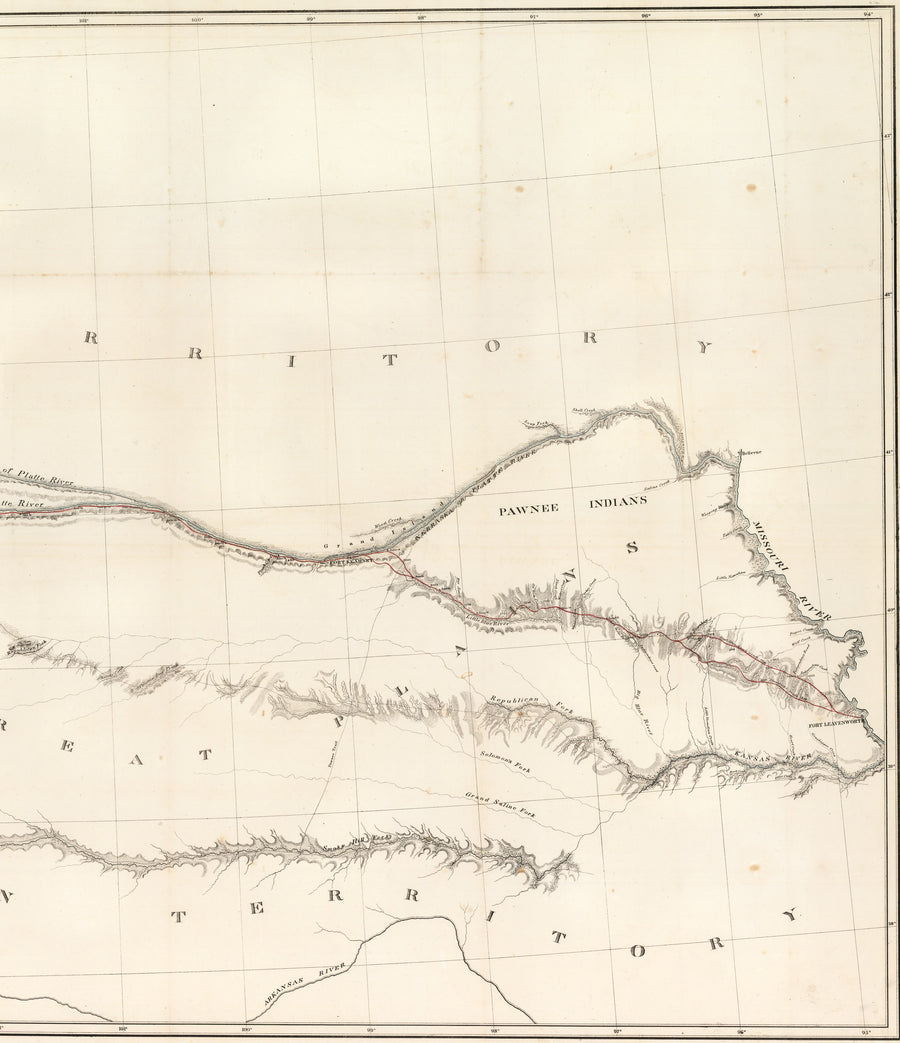 Map of a Reconnoissance between Fort Leavenworth and the Missouri River, and the Great Salt Lake in the Territory of Utah, made in 1849 and 1850