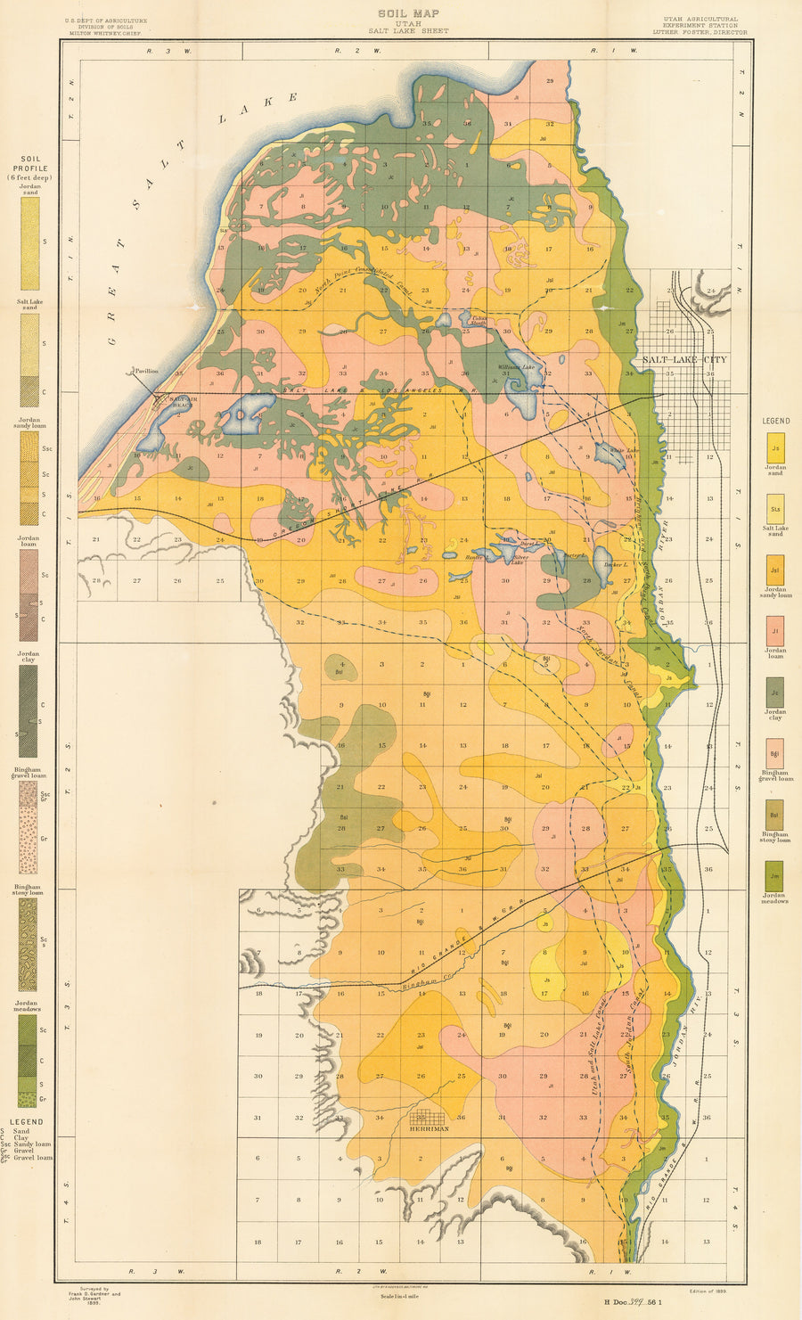 Soil Map Utah Salt Lake Region by: Whitney and Foster, 1899