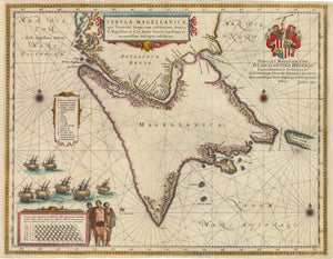 Antique Map Tabula Magellanica, qua Tierrae del fuego... by: Blaeu,1640  - Strait of Magellan