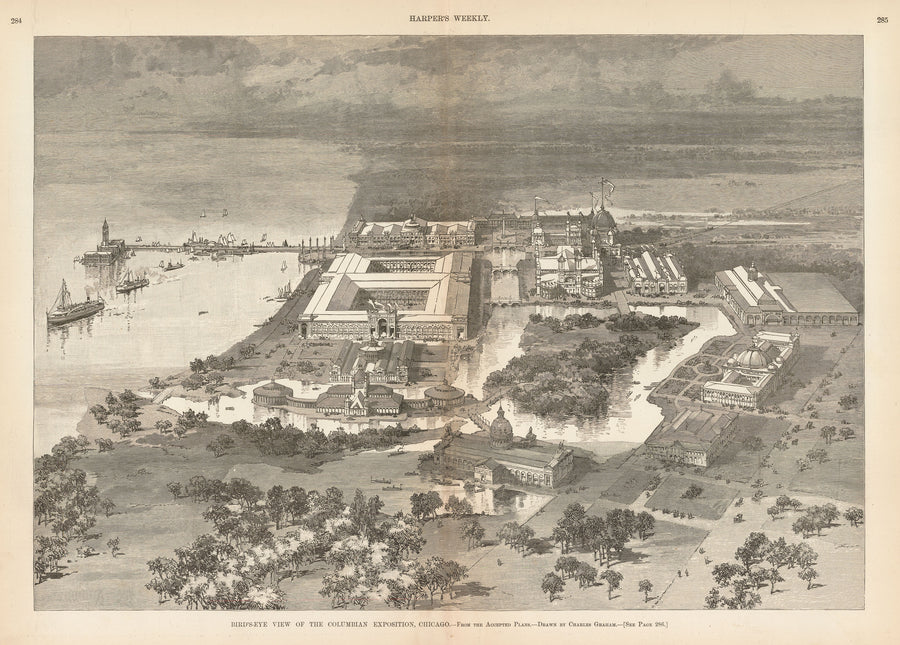 Bird's-Eye View of the Columbian Exposition, Chicago by: Charles Graham for Harper's Weekly