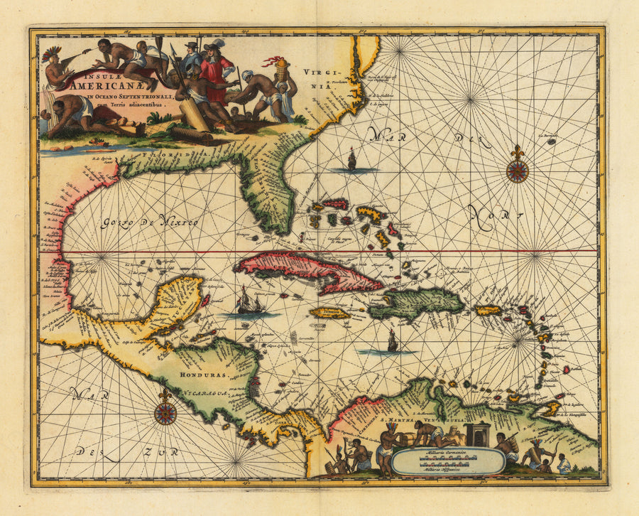 Insulae Americanae in Oceano Septentrionali cum Terris adiacentibus by: John Ogilby, 1671