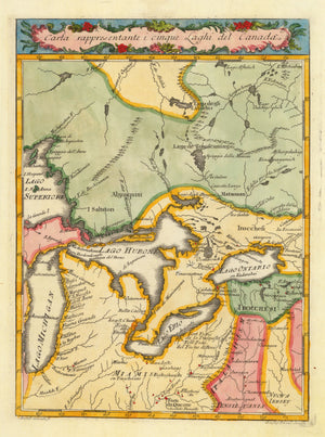 1763 Carta Rappresentante i cinque Laghi del Canada