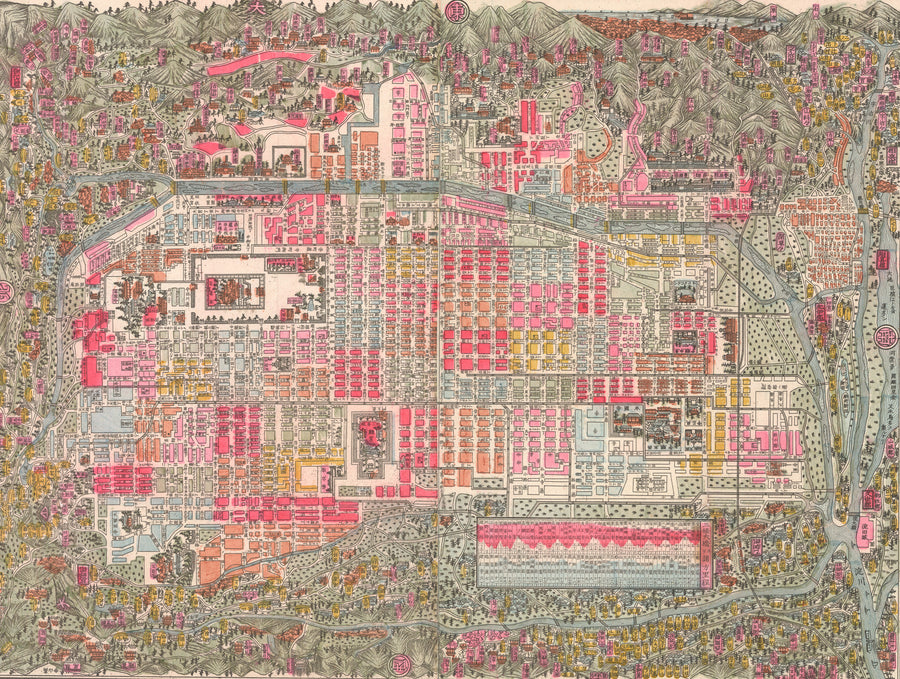 1890 New Map of Kyoto's Famous Places