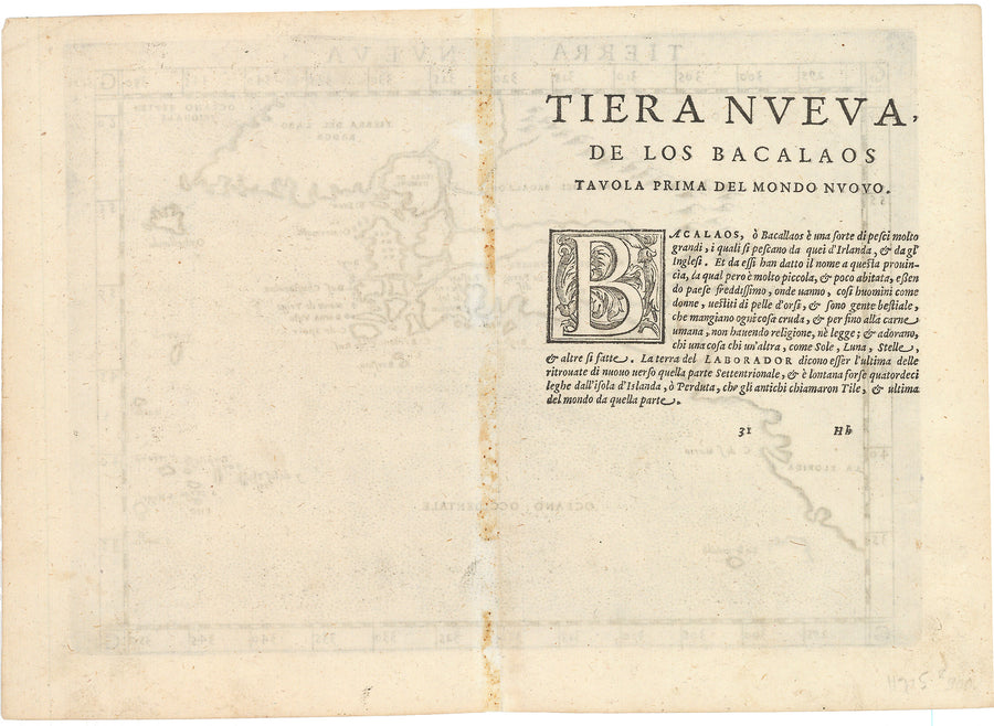 Antique Map of the Eastern Seaboard | Tierra Nueva by: Ruscelli, 1574  | VERSO