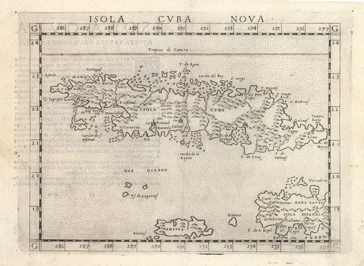 Antique Map of Cuba: Isola Cuba Nova by: Ruscelli, 1574
