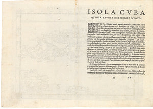 Antique Map of Cuba: Isola Cuba Nova by: Ruscelli, 1574  |  VERSO