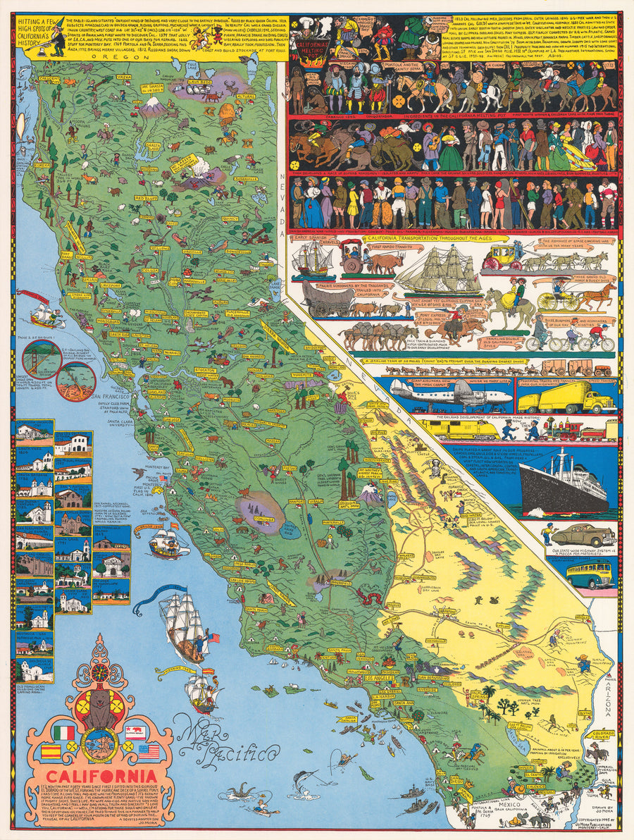 Pictorial Map of California by Jo Mora, 1945