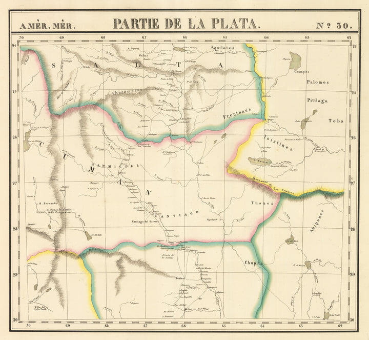 Antique Map of Argentina: Amer. Mer. No. 30. Partie De La Plata. by: Vandermaelen, 1825-27