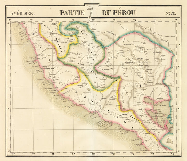 Antique Map of Peru with Lake Titicaca and Cusco: Amer. Mer. Partie du Perou. No. 20 by: Vandermaelen, 1825-27