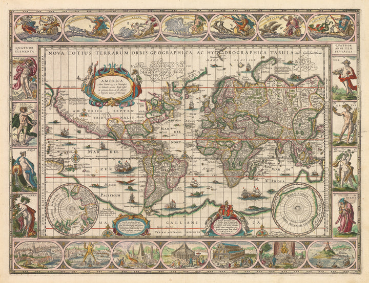 World Map: Nova Totius Terrarum Orbis Geographica ac Hydrographica Tabula, by: Blaeu 1631