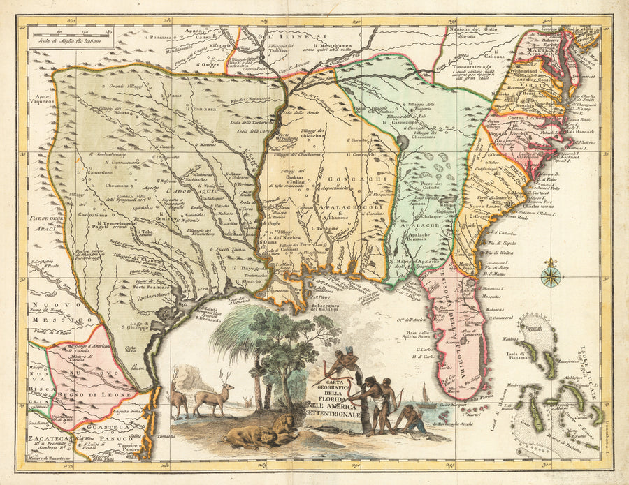 Carta Geografica Della Florida Nell America Settentrionale by: Albrizzi, 1740
