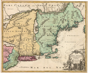 Nova Anglia Septentrionali Americae implanata Anglorumque by: Homann, 1716