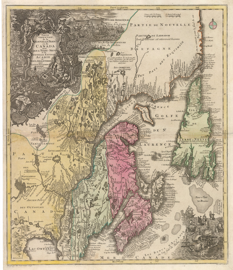 Partie Orientale de la Nouvelle France ou du Canada by: T.C. Lotter, 1756