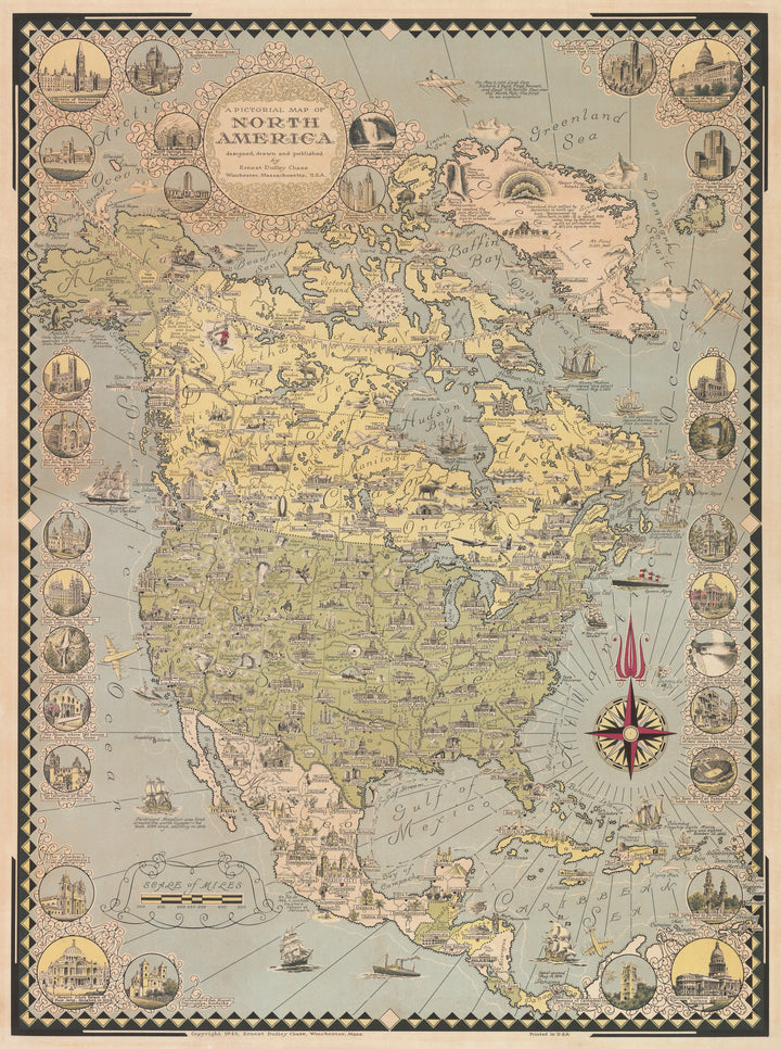 Pictorial Map of North America by: Ernest Dudley Chase, 1945