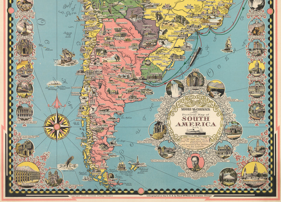  Moore-McCormack Lines Pictorial Map of South America by: Ernest Dudley Chase, 1942
