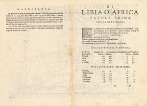 Antique Map of Morocco: Tabula Aphricae I by: Girolamo Ruscelli, 1574 VERSO