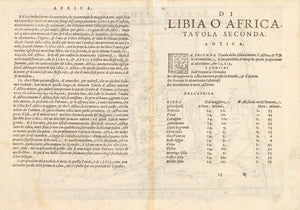 Antique Map of Northern Africa : Tabula Africae II by: Girolamo Ruscelli, 1574 VERSO