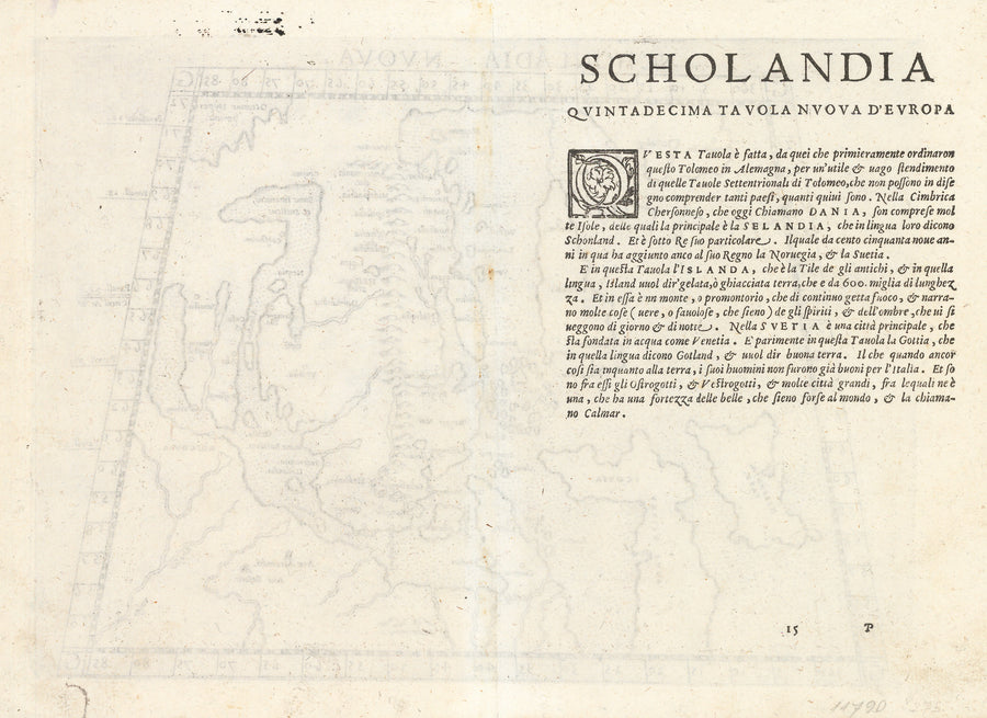 Antique Map of Scandinavia: Schonladia Nuova by: Girolamo Ruscelli, 1574 | VERSO