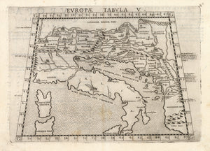 Antique Map of Dalmatia and Balkans: Europae Tabula V By: Girolamo Ruscelli, 1574